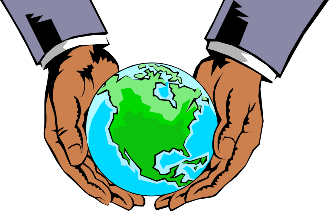 Vector Illustration of African American Holding Planet Earth World 