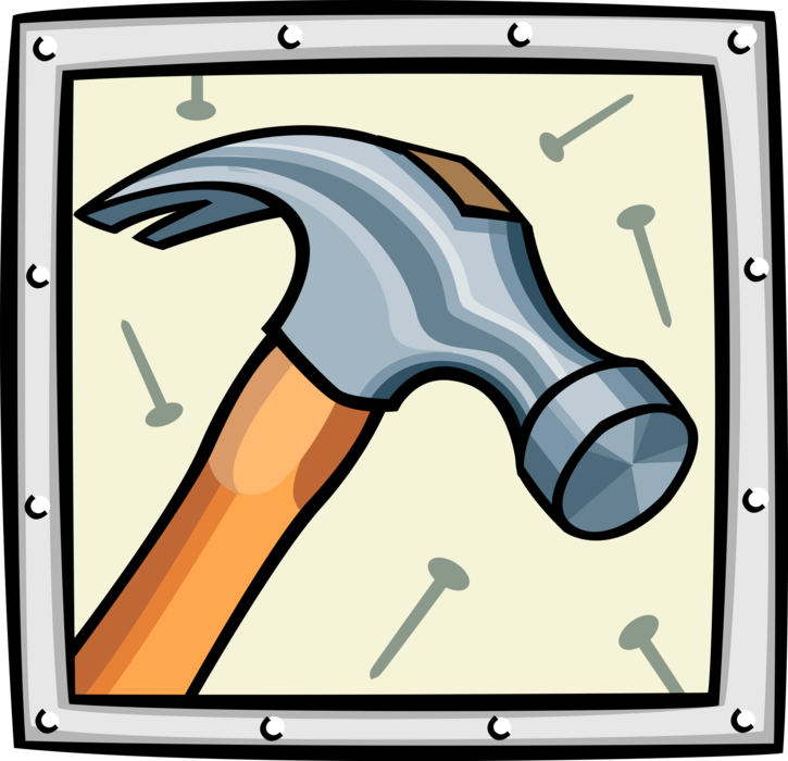 Vector Illustration of Claw Hammer Hand Tool used to Drive Nails