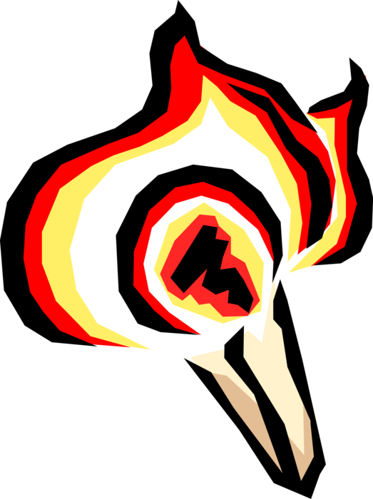 Vector Illustration of Wooden Match Tool for Starting Fire