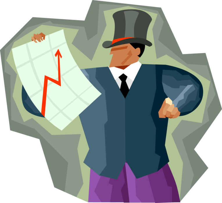 Vector Illustration of Businessman Magician Reveals Strong Quarterly Business Results
