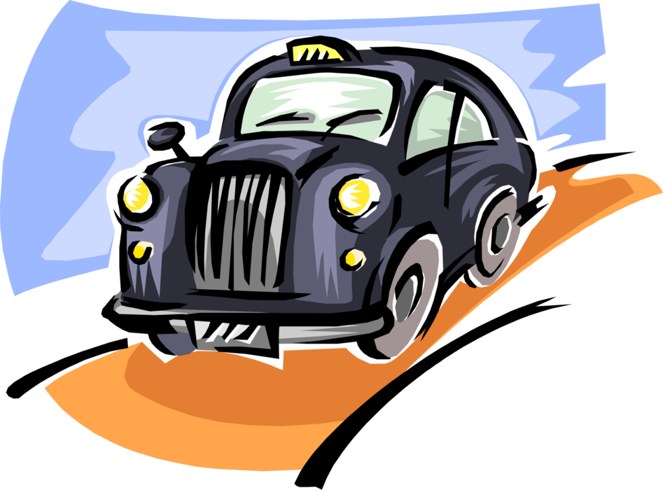Vector Illustration of Taxicab Taxi or Cab Vehicle for Hire Automobile Motor Car, London, England