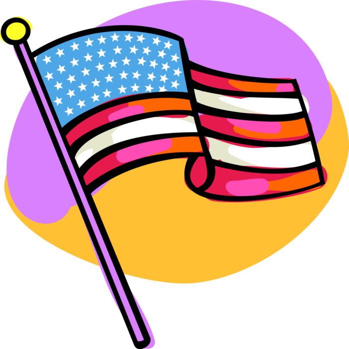 Vector Illustration of United States Stars and Stripes Flag Waving