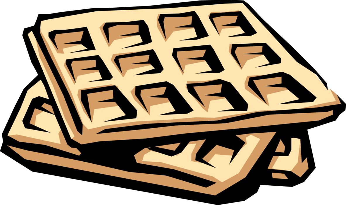 Vector Illustration of Breakfast Belgium Waffles made from Batter or Dough