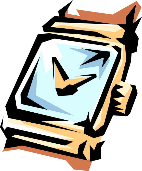 Vector Illustration of Wristwatch Timepiece Watch Keeps Time