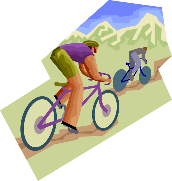 Vector Illustration of Bicycle Bike Race Cyclists Racing in Competition