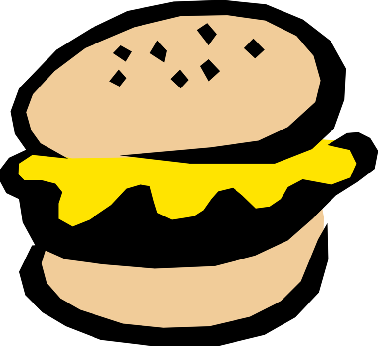 Vector Illustration of Hamburger Snack Food Meal