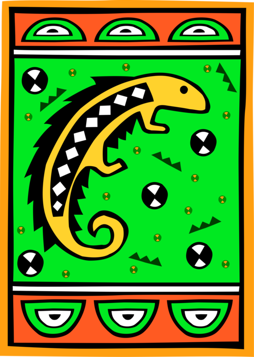 Vector Illustration of Native American Southwestern Lizard Design