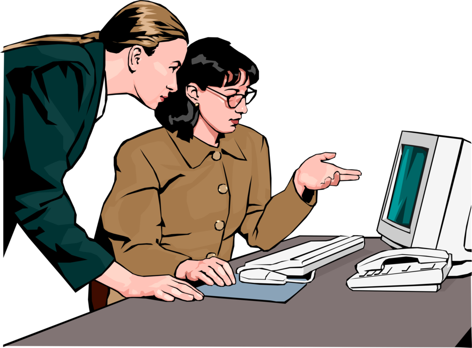 Vector Illustration of Women in the Workplace Discuss Business Results