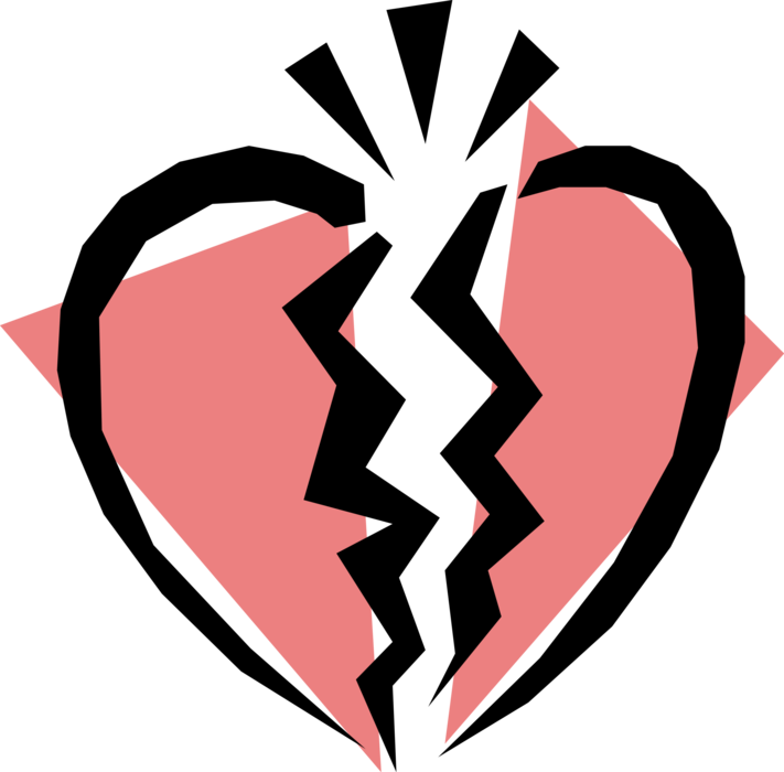 Vector Illustration of Broken Heart the Result of Intimate Relationship Breakup