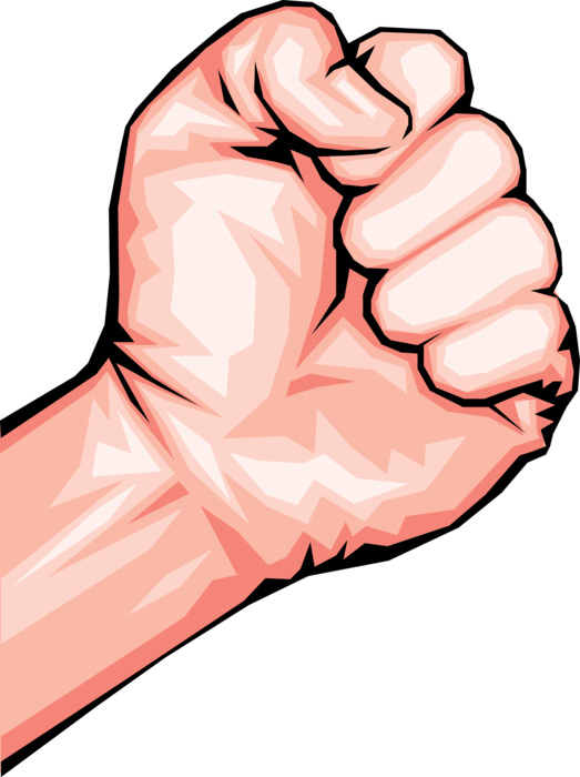 Vector Illustration of Clenched Fist Nonverbal Communication Hand Gesture Indicates Power and Strength