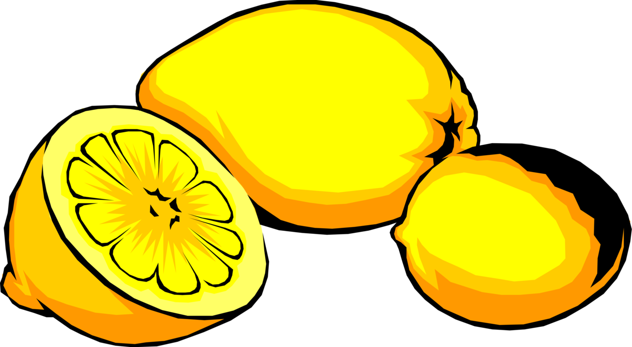 Vector Illustration of Sliced Citrus Fruit Lemons