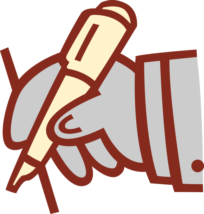 Vector Illustration of Hand Writing with Pen Writing Instrument