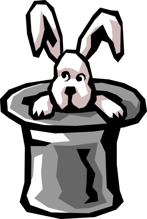 Vector Illustration of Magician's Hat with Rabbit Appearing