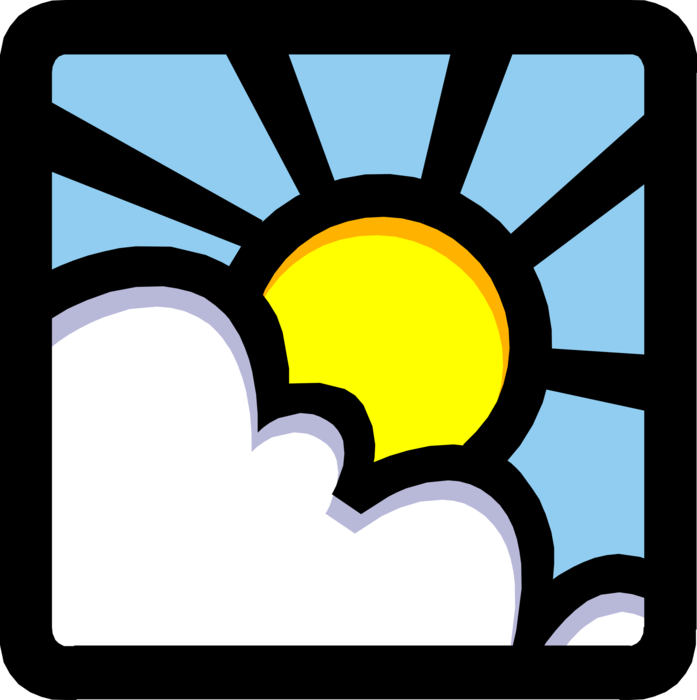 Vector Illustration of Weather Forecast Sun and Clouds