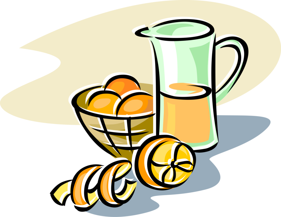 Vector Illustration of Orange Juice with Citrus Orange Fruits