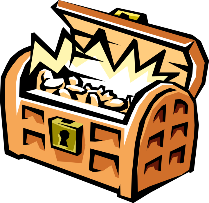 Vector Illustration of Buccaneer Pirate's Treasure Chest Holds Wealth and Great Riches