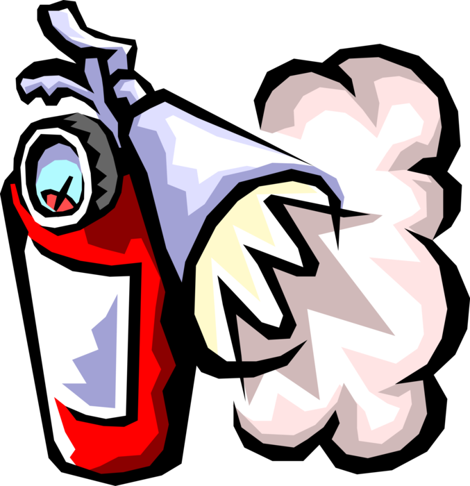 Vector Illustration of Handheld Cylindrical Fire Extinguisher used to Extinguish or Control Small Fires