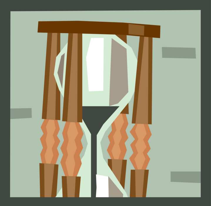 Vector Illustration of Hourglass or Sandglass, Sand Timer, or Sand Clock Measures Passage of Time