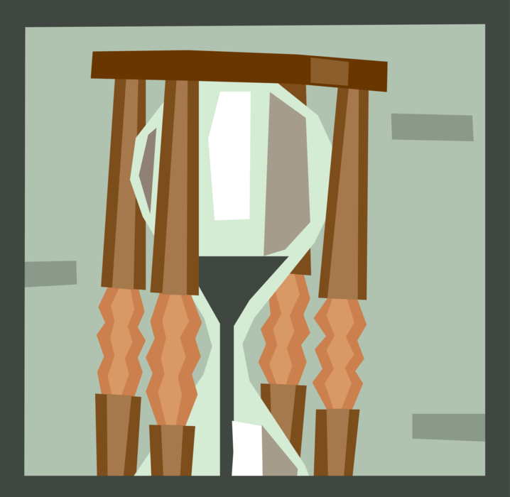 Vector Illustration of Hourglass or Sandglass, Sand Timer, or Sand Clock Measures Passage of Time