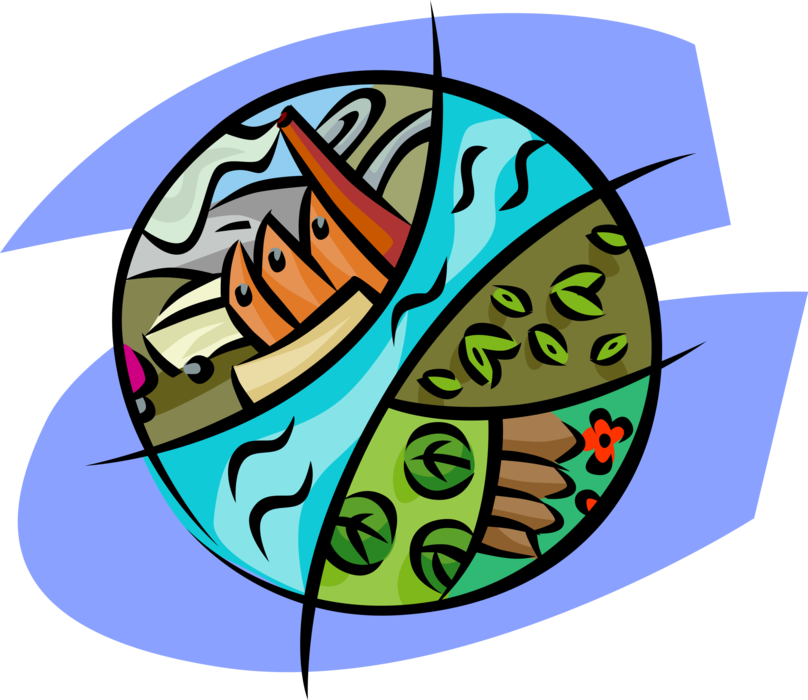 Vector Illustration of Environmental Concerns Finding Balancing Between Industrialization and Ecology