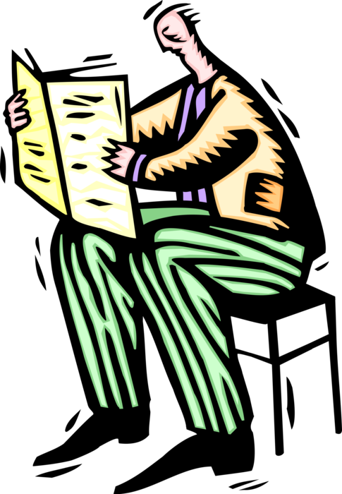Vector Illustration of Businessman Reading Newspaper