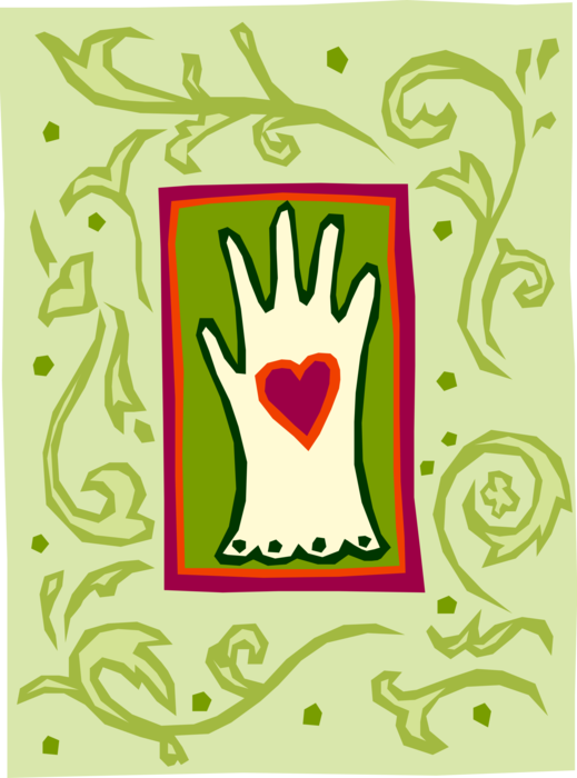 Vector Illustration of Hand Symbol with Glove and Heart