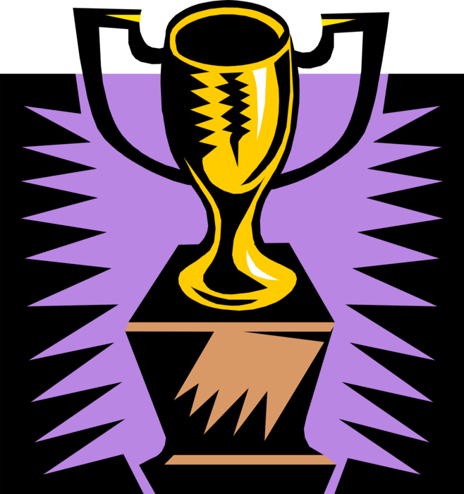 Vector Illustration of Winner's Trophy Cup Prize Award Recognizes Specific Achievement or Evidence of Merit