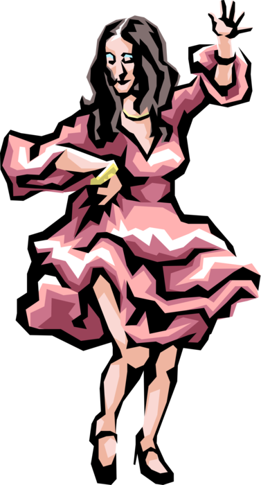 Vector Illustration of Spanish Flamenco Dancer Dancing Style of Andalusian Gypsies