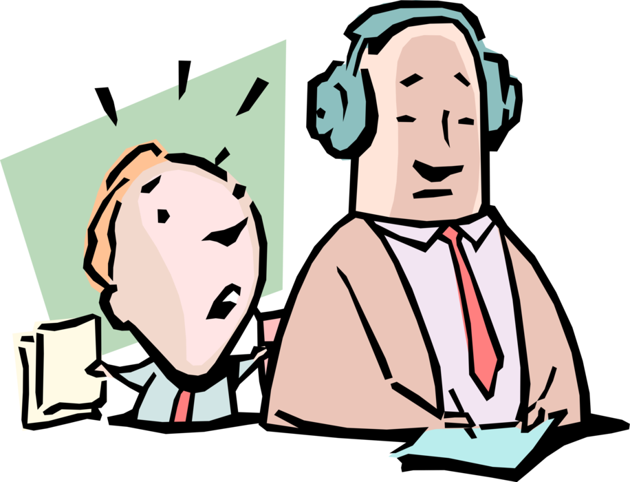 Vector Illustration of Falling on Deaf Ears Idiom Businessman Being Ignored