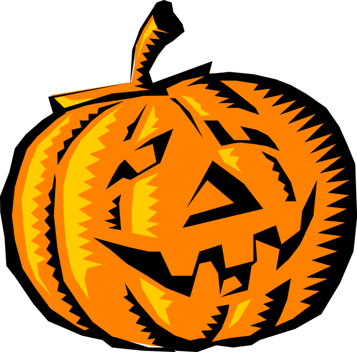 Vector Illustration of Halloween Trick or Treat Jack-o'-Lantern Carved Pumpkin