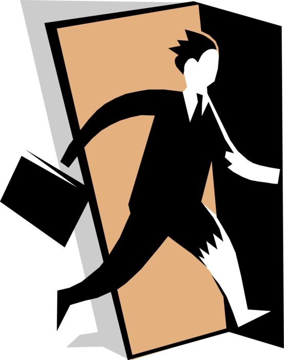 Vector Illustration of Businessman Man Walking Out the Door to Pursue New Business