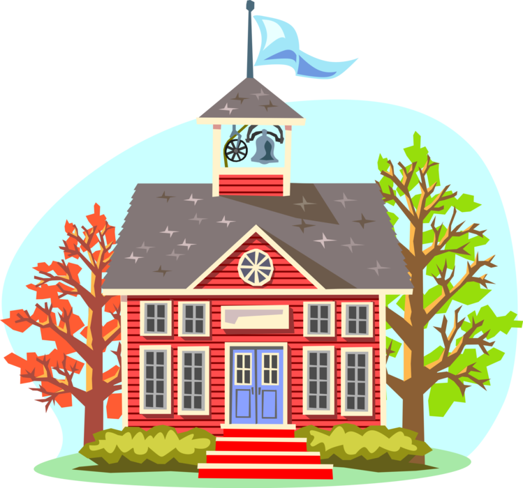 Vector Illustration of 19th Century Victorian Era Traditional Schoolhouse School Building