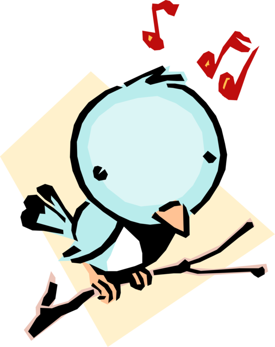 Vector Illustration of Cartoon Songbird Bird Sings