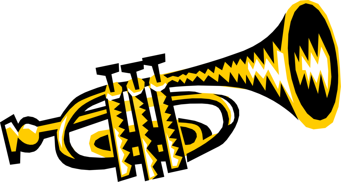 Vector Illustration of Trumpet Horn Brass Musical Instrument used in Classical and Jazz Ensembles