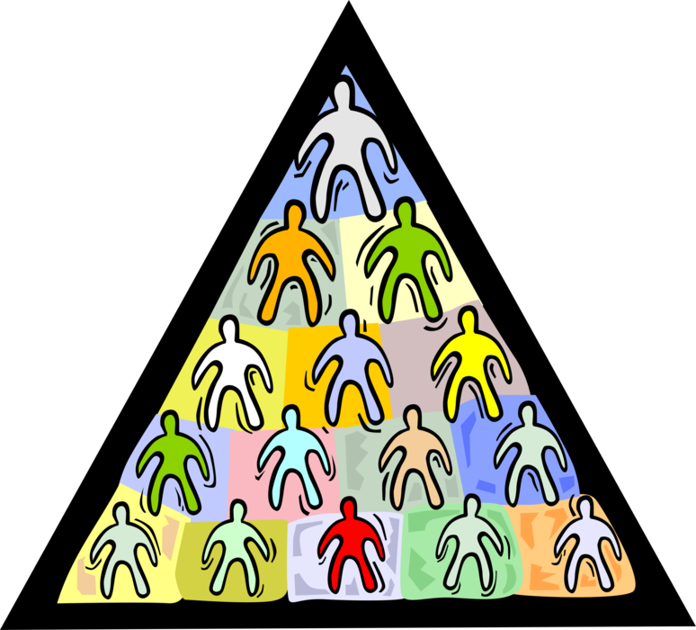 Vector Illustration of Ancient Egyptian Pyramid Scheme Business Model with Human Symbols