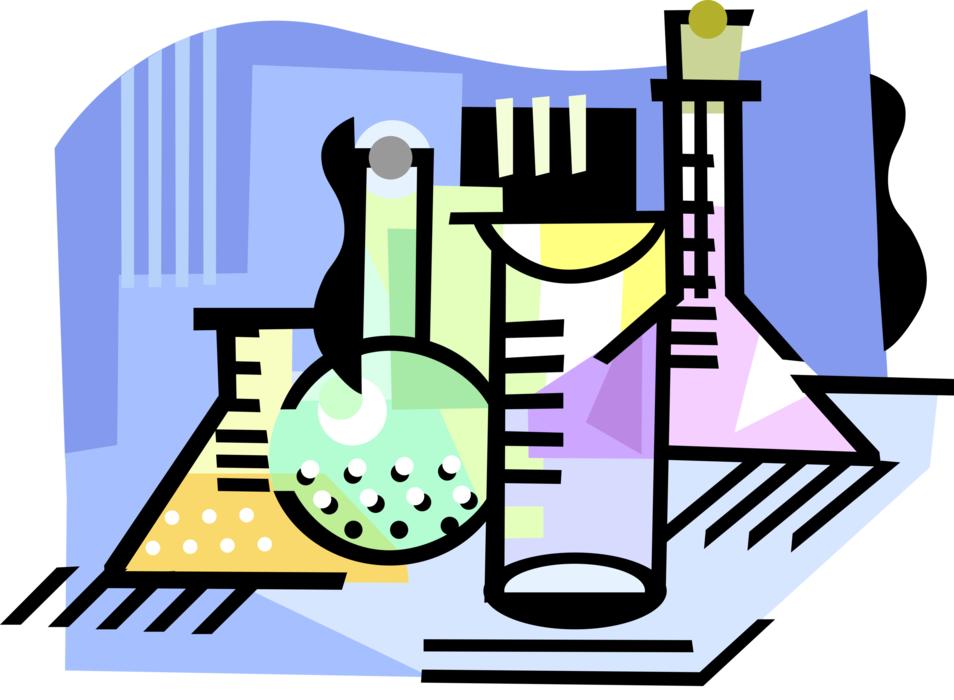 Vector Illustration of Laboratory Chemistry Flasks and Beakers
