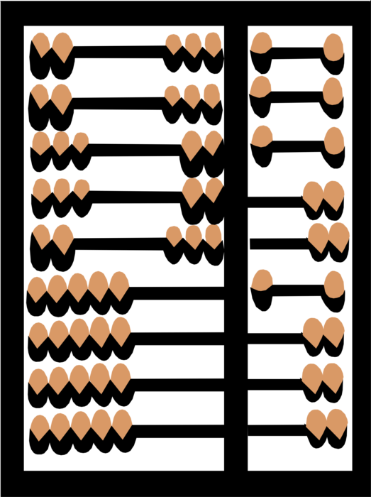 Vector Illustration of Abacus Counting Bead Frame Calculating Tool