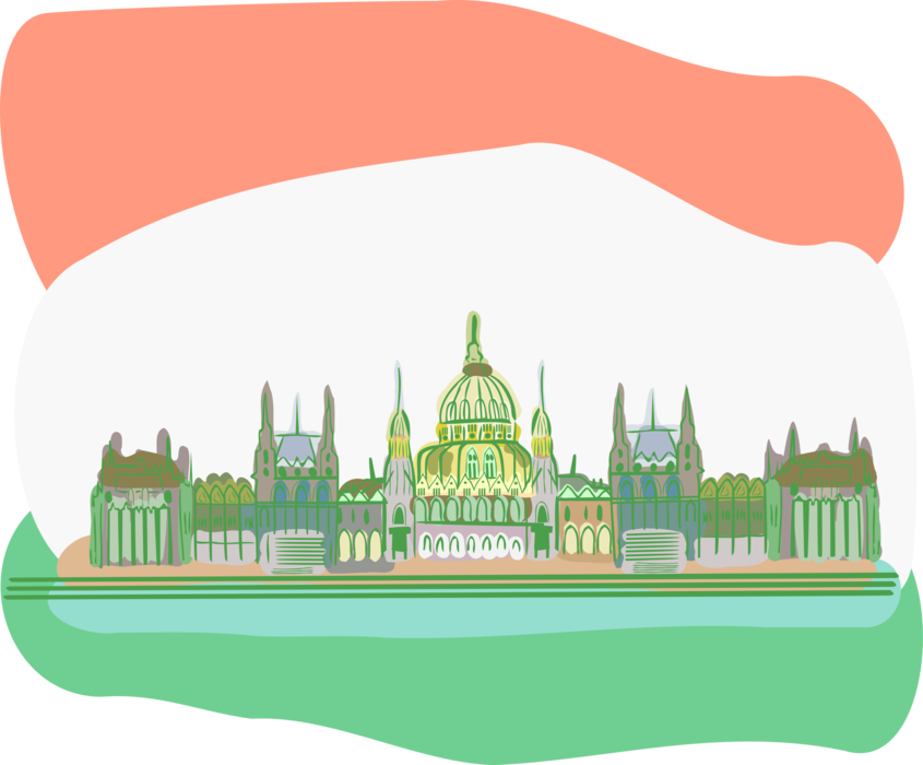 Vector Illustration of The Hungarian Parliament Building, Budapest, Hungary