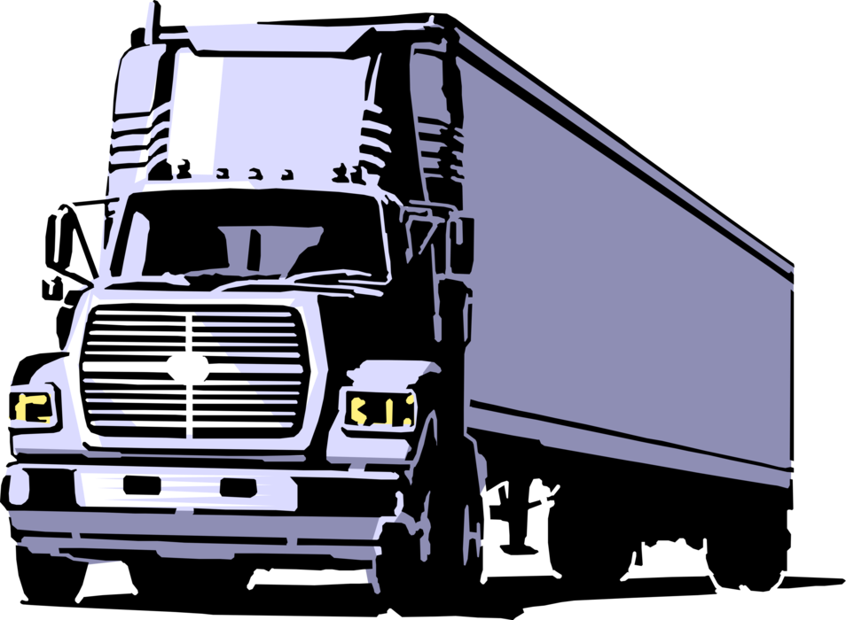 Vector Illustration of Commercial Shipping and Delivery Transport Truck Vehicle