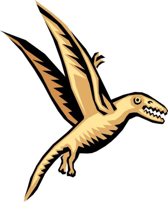 Vector Illustration of Prehistoric Pterodactyl Flying Dinosaur from Jurassic and Cretaceous Periods