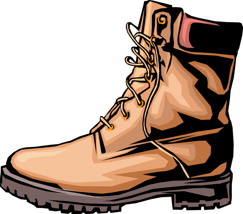 Vector Illustration of Work Boot Footwear with Laces