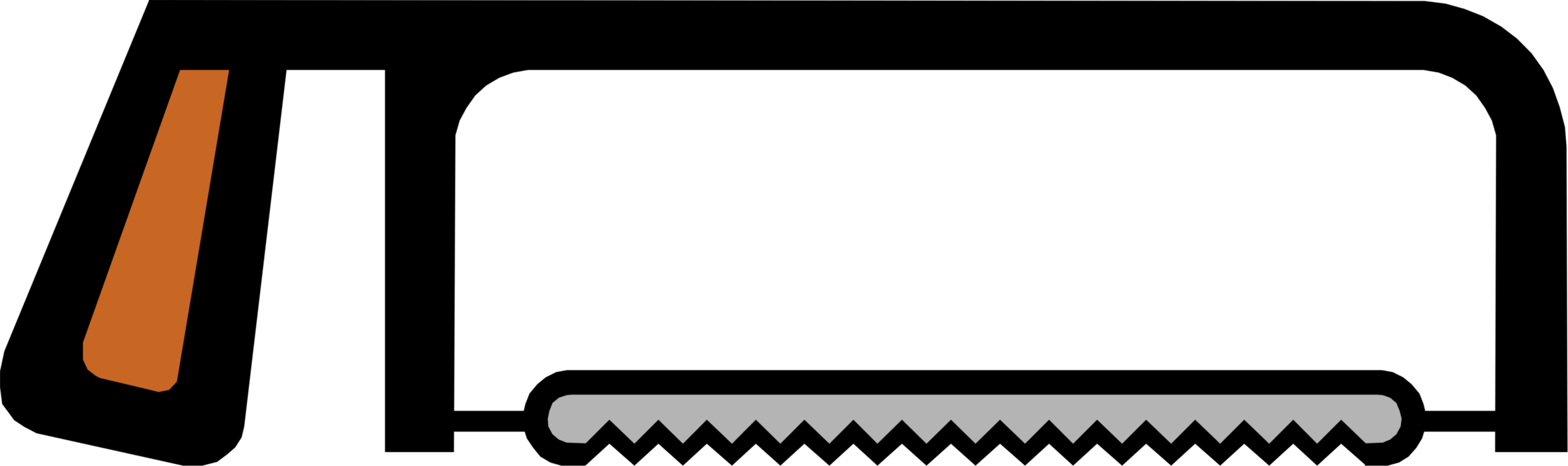 Vector Illustration of Fine-Toothed Metal Cutting Hacksaw Saw Tool