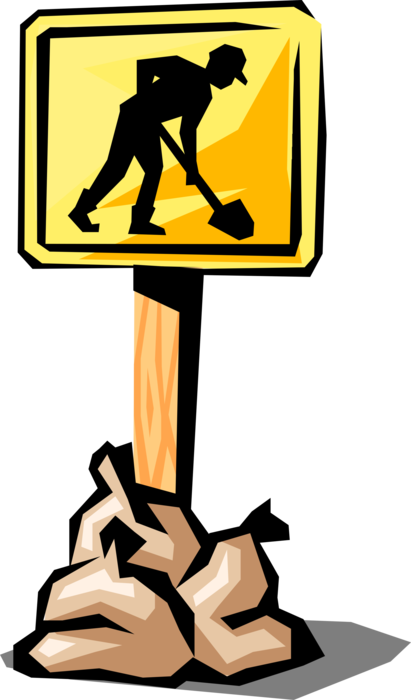 Vector Illustration of Highway and Road Construction Sign