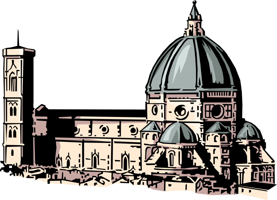 Vector Illustration of Duomo Cathedral of Santa Maria del Fiore, Mary of the Flower, Florence, Italy