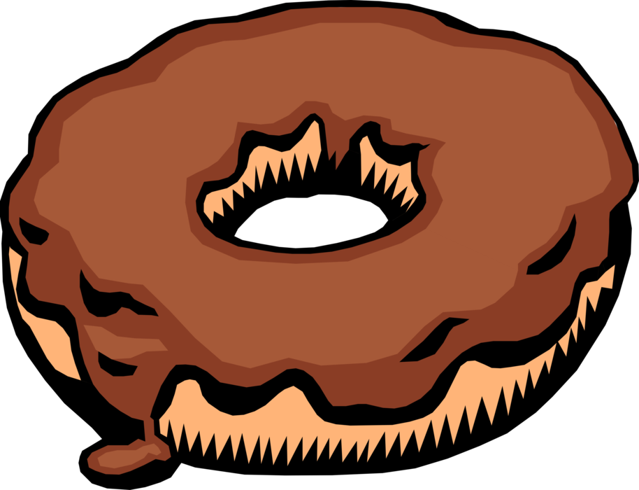 Vector Illustration of Sweetened Fried Dough Donut or Doughnut Confectionery Snack or Dessert Food