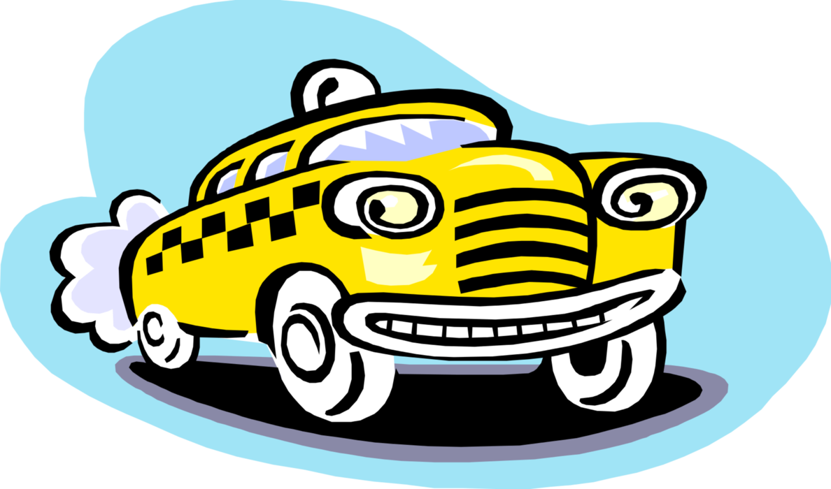 Vector Illustration of Taxicab Taxi or Cab Vehicle for Hire Automobile Motor Car