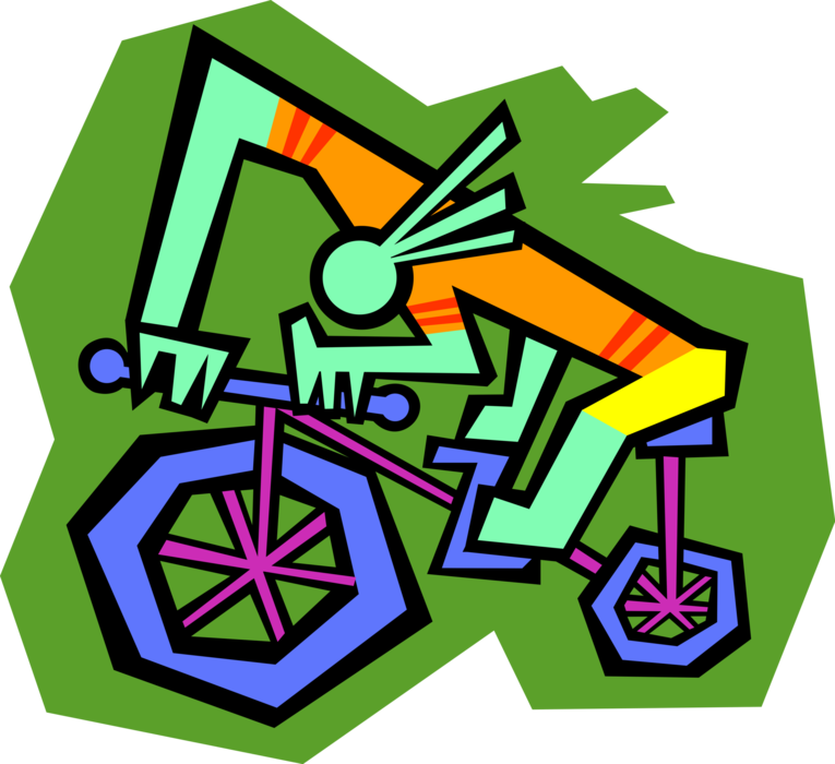 Vector Illustration of Cycling Enthusiast Riding Bicycle