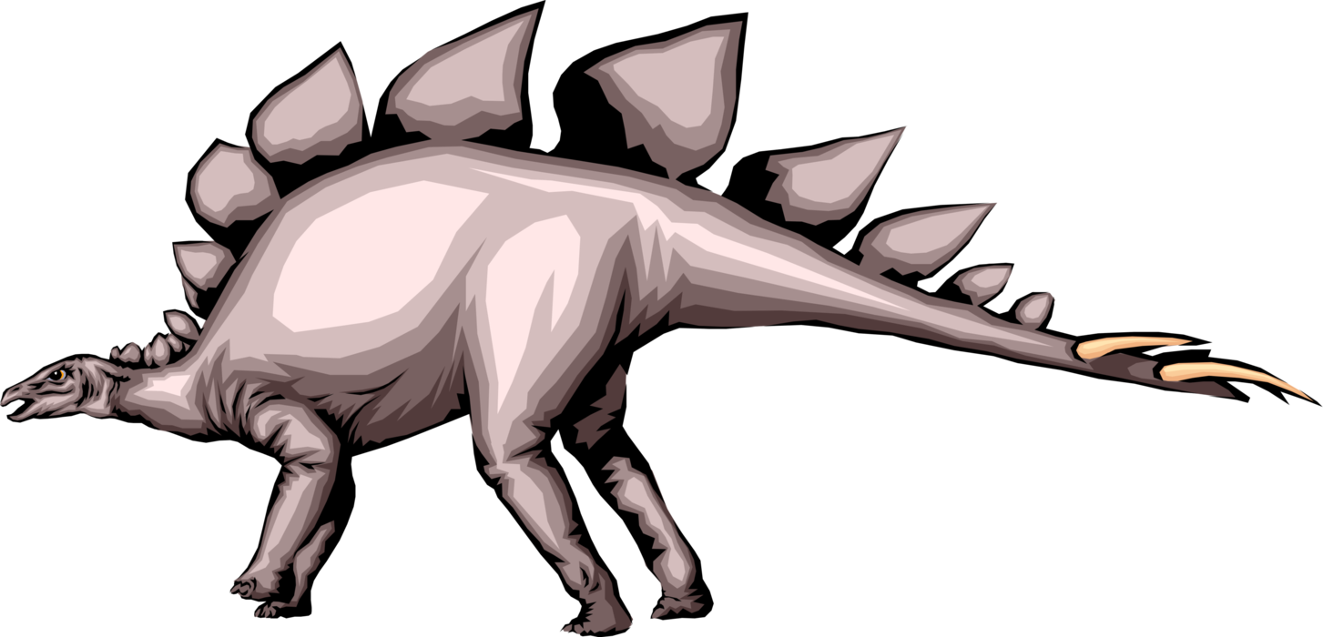 Vector Illustration of Prehistoric Stegosaurus Dinosaur from Jurassic and Cretaceous Periods