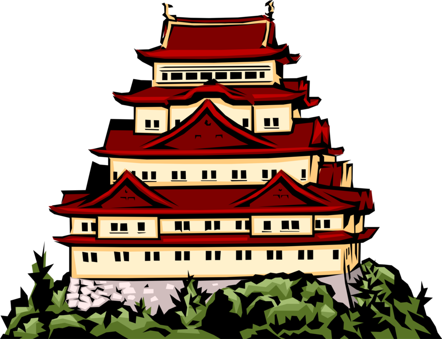 Vector Illustration of Japanese Pagoda Temple