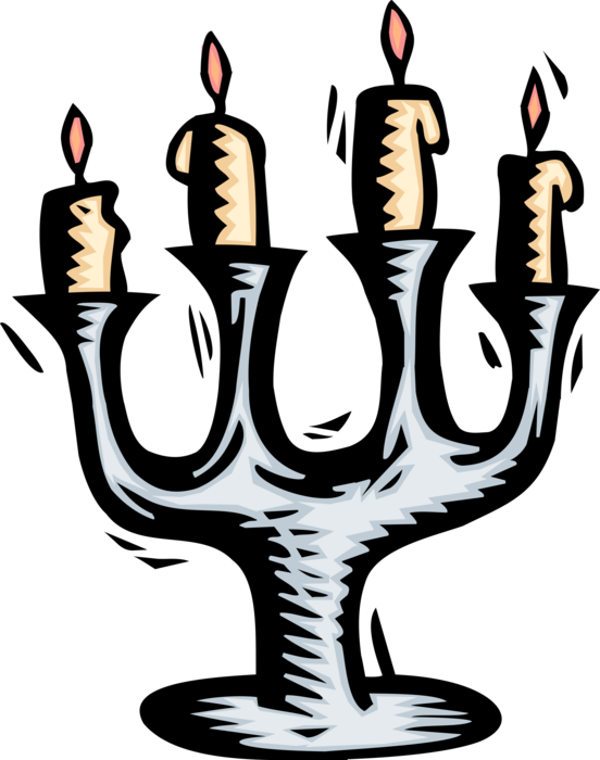 Vector Illustration of Candelabra Candlestick Holder with Candles